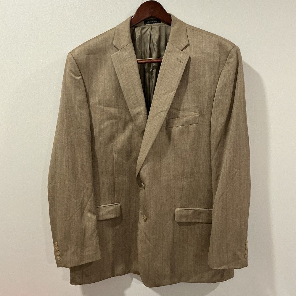 Ralph Lauren Men's Jacket Blazer 50L Tan Herringbone Beige Sport Coat Preppy